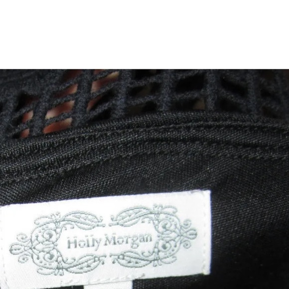 Holly Morgan black silk crochet tiered ruffle flirty boho brunch sun dress S - Picture 6 of 6